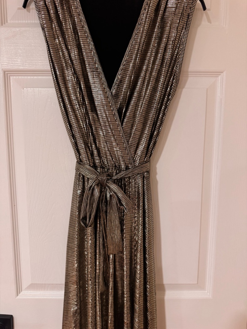 Blush Metallic Silver Maxi Dress